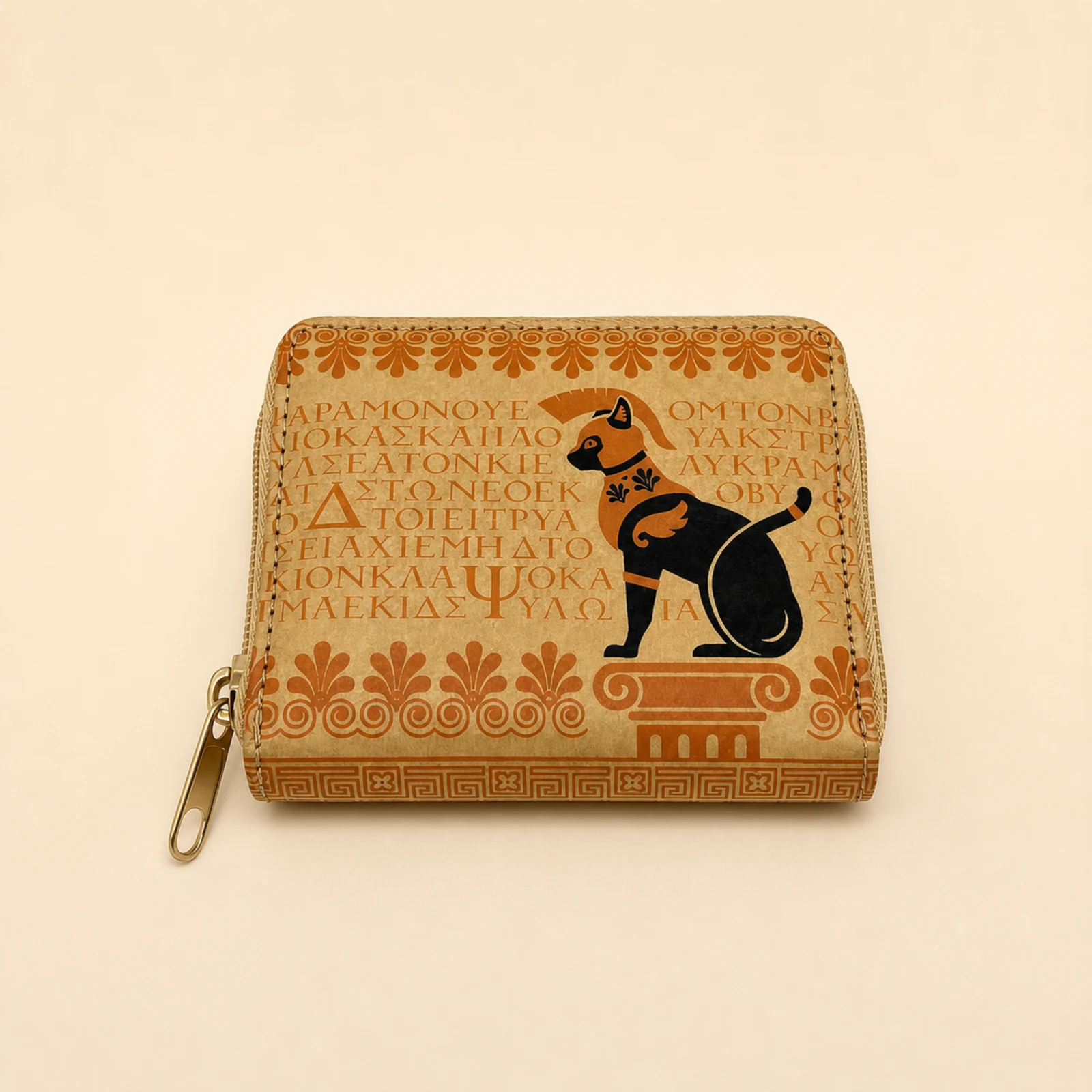 Ancient Greek Wallet with Zipper — Rose Gold