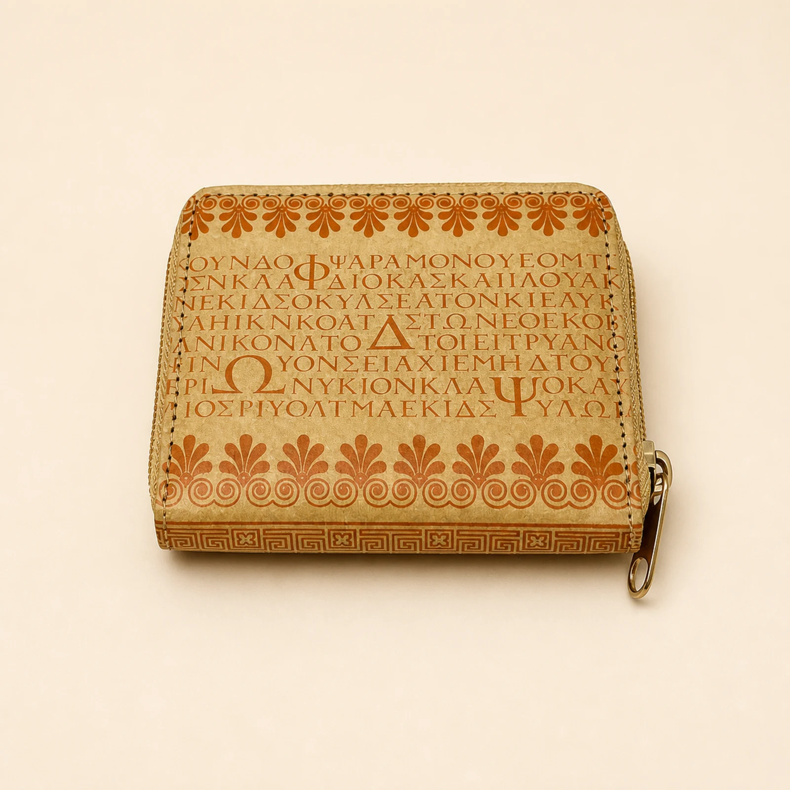 Ancient Greek Wallet with Zipper — Rose Gold view 2