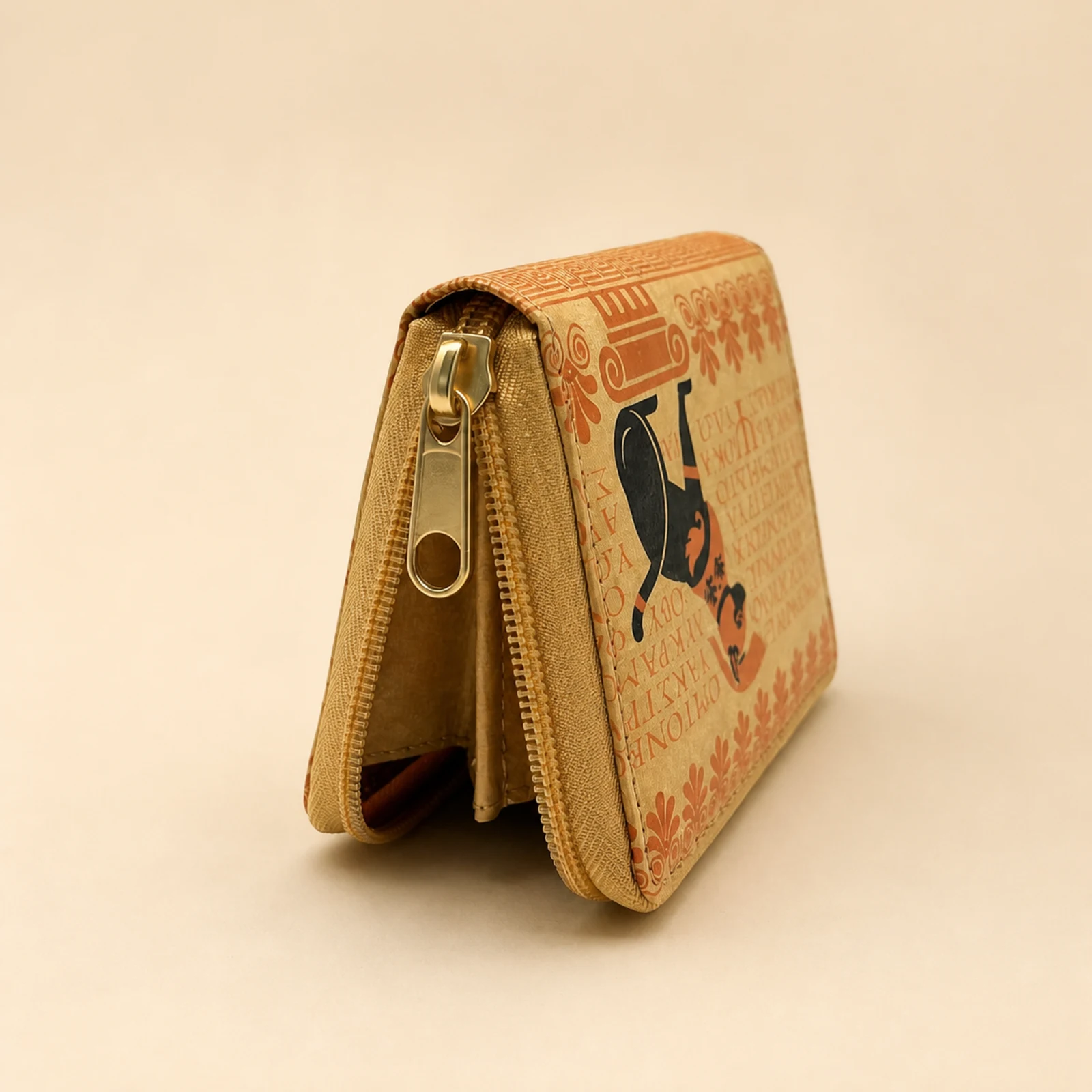 Ancient Greek Wallet with Zipper — Rose Gold view 3