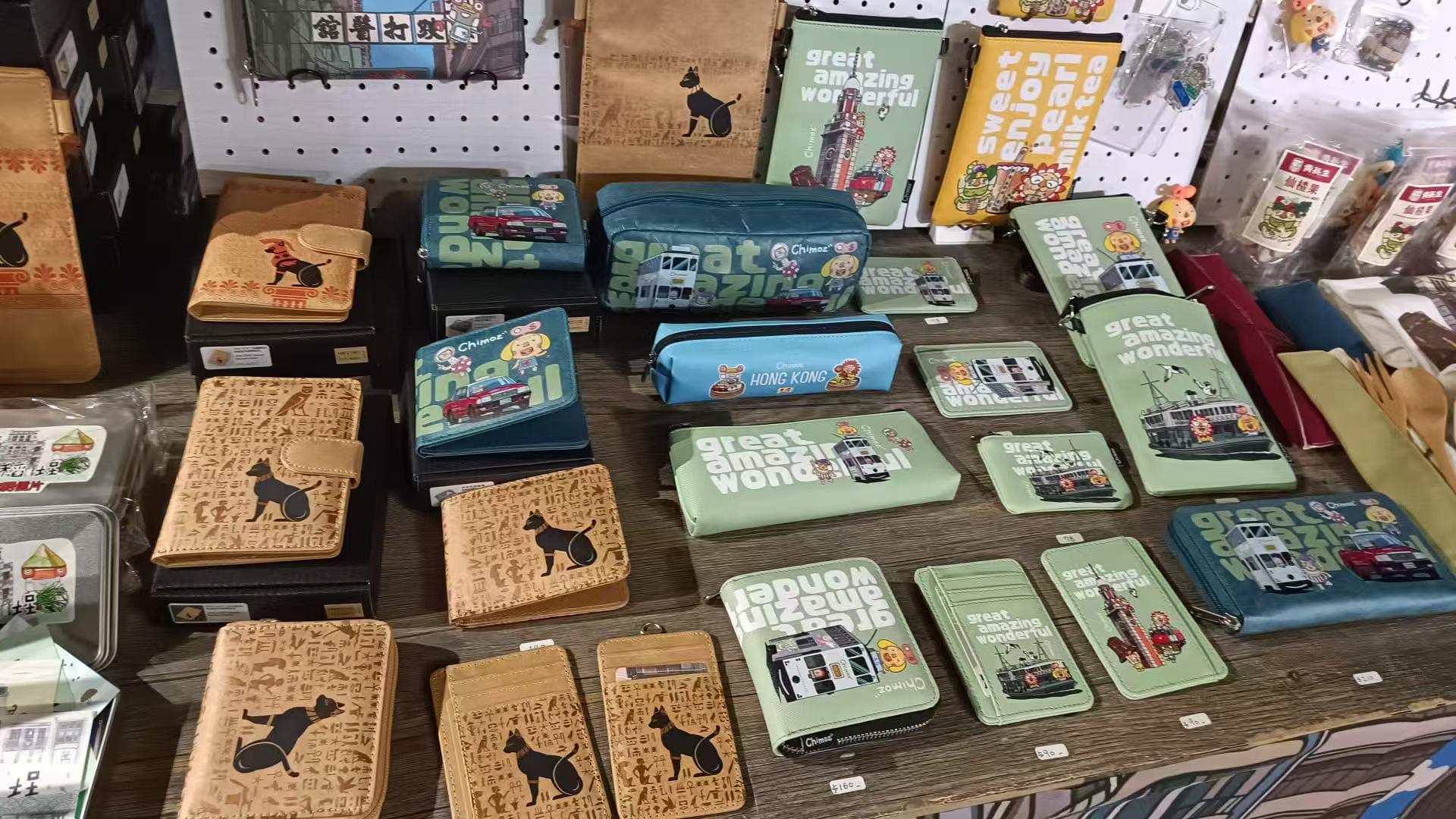 ANCIENT and Chimoz accessories arranged at the market stand