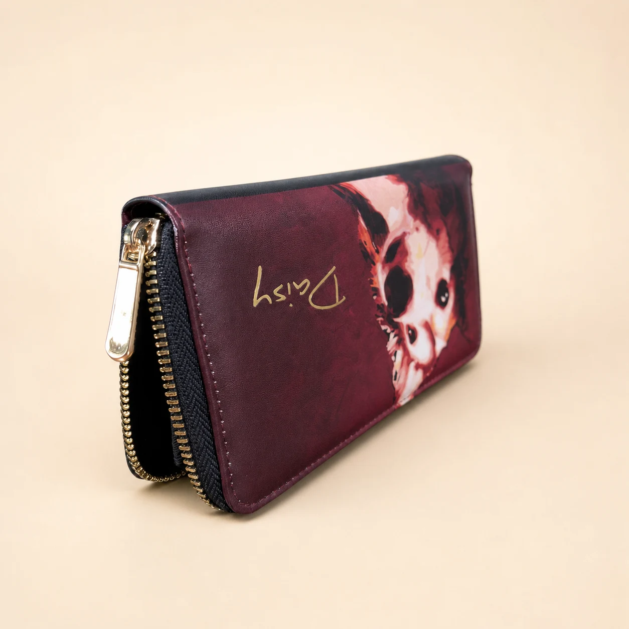 Daisy Pattern Long Wallet with Zipper view 3