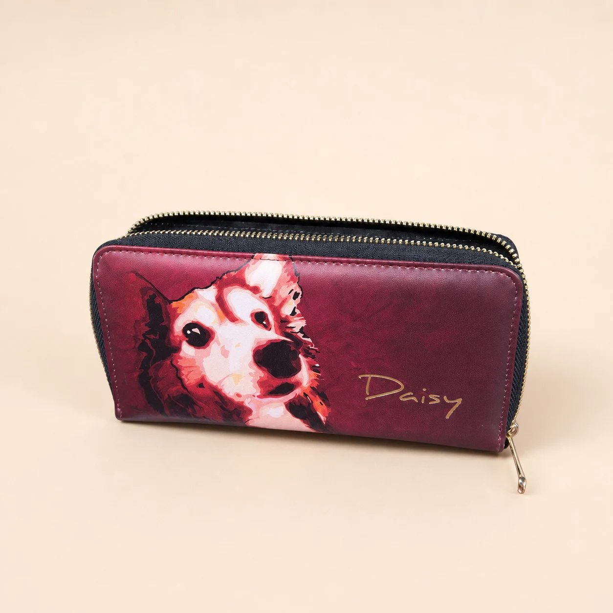 Daisy Pattern Long Wallet with Zipper view 2