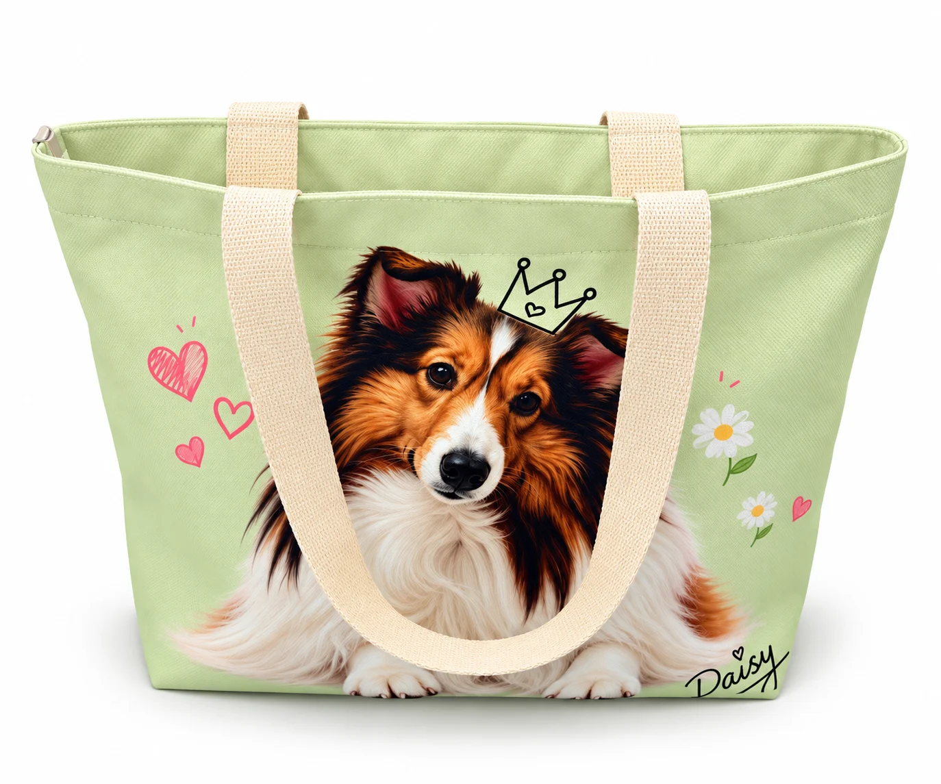 Daisy Pattern Mint Green Organizer Tote