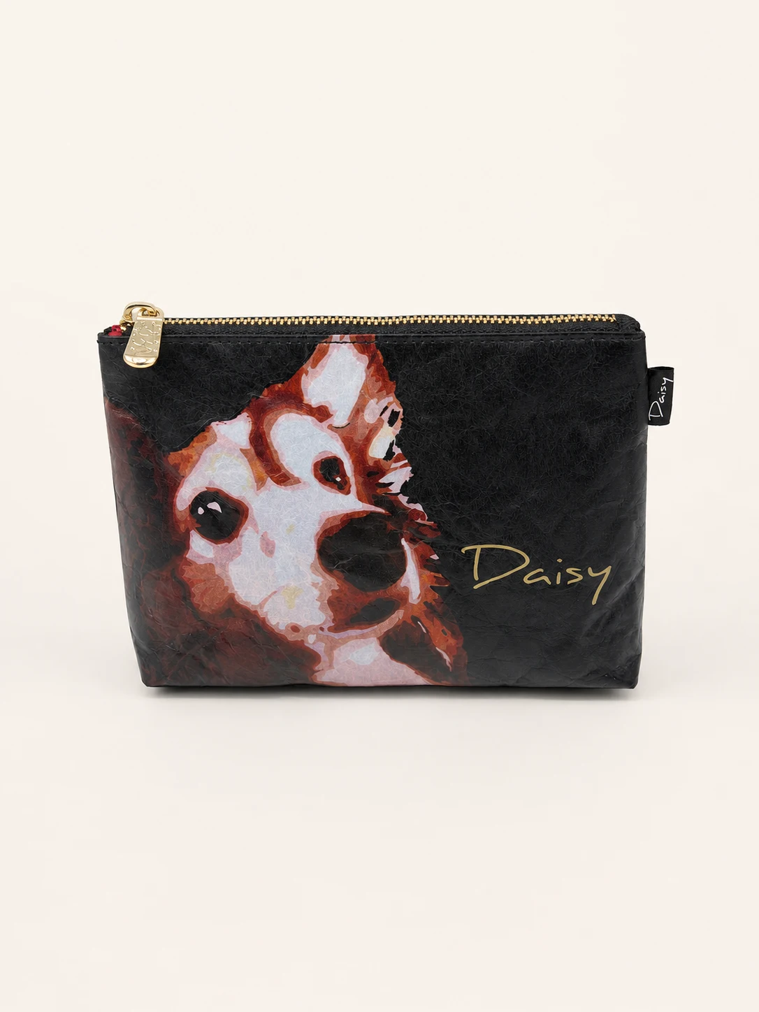 Daisy Pattern Cosmetic Case — Black