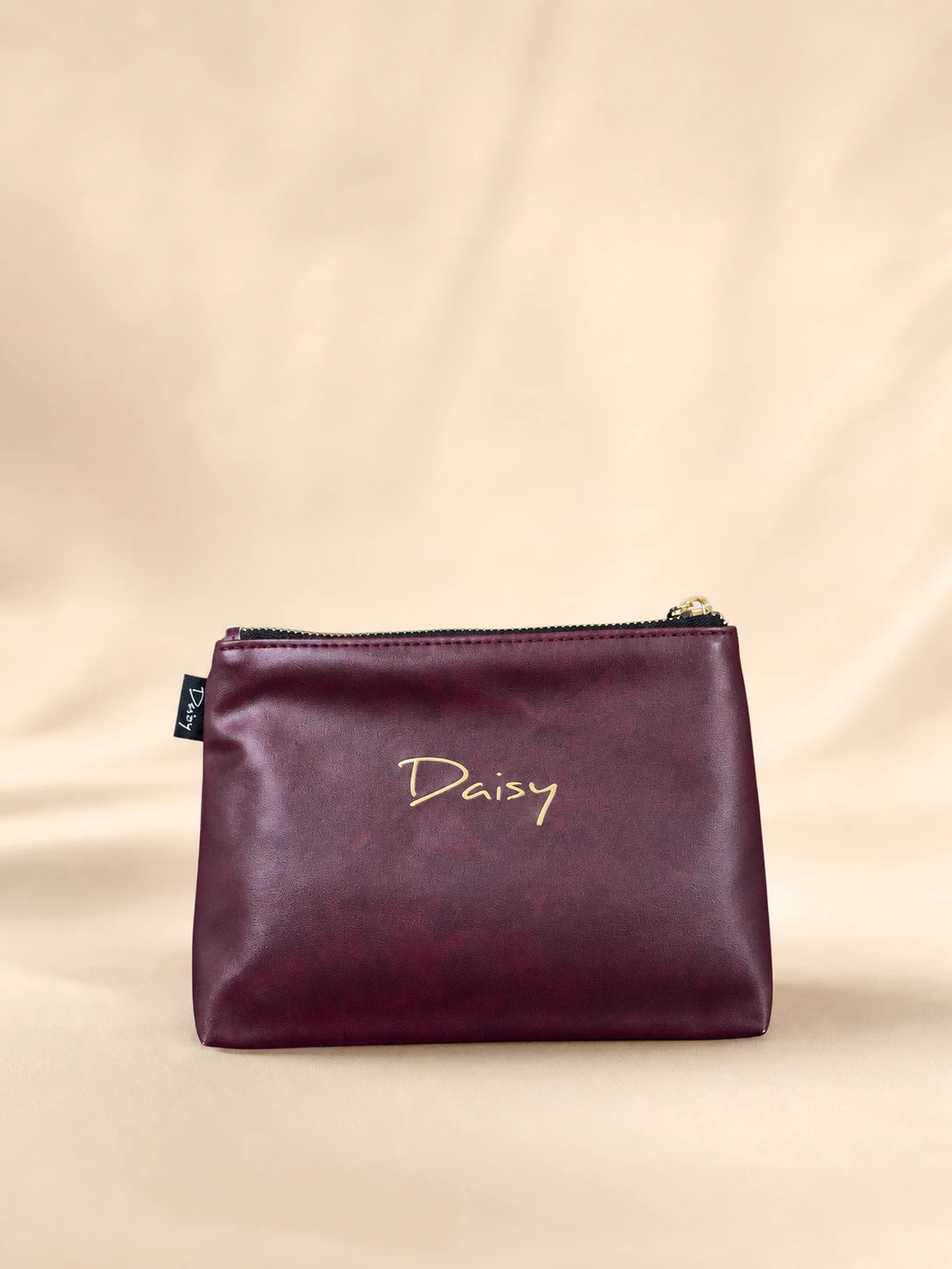 Daisy Pattern Cosmetic Case — Burgundy view 5