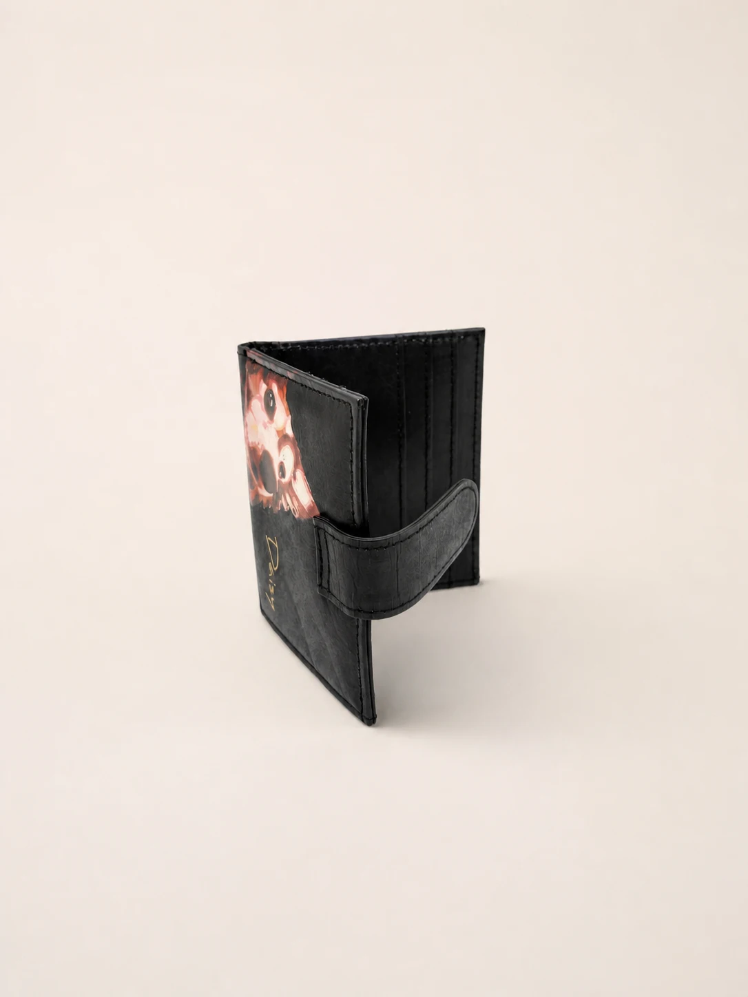 Daisy Pattern Short Wallet — Black view 2