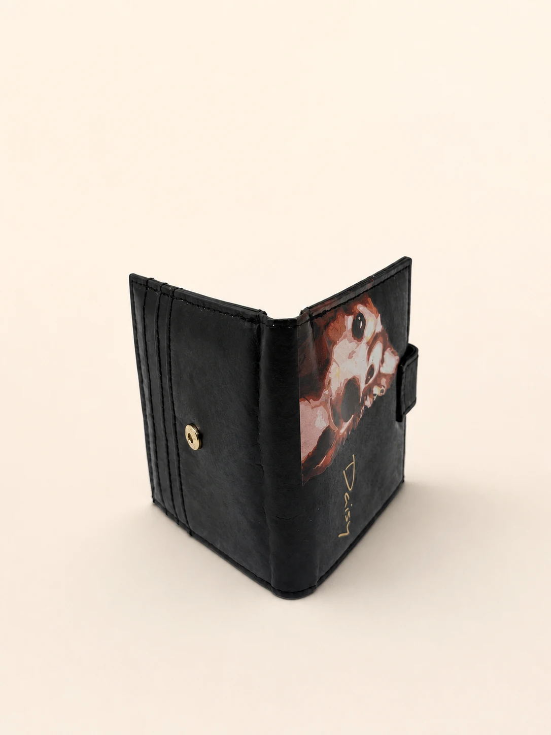 Daisy Pattern Short Wallet — Black view 3