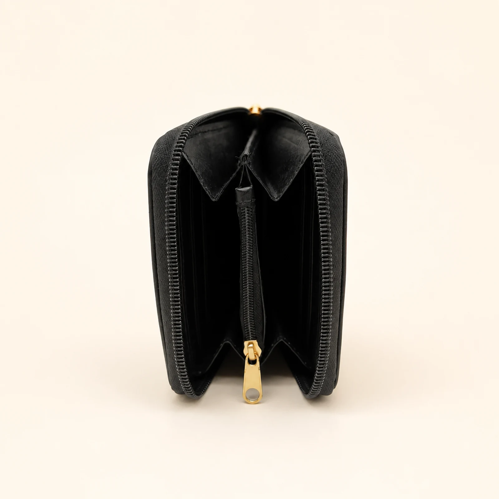 Daisy Pattern Short Wallet with Zipper — Black view 5
