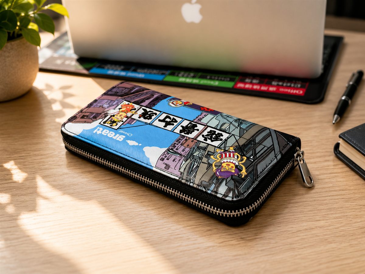 Chimoz HK Long Wallet with Zipper – Cityscape view 2
