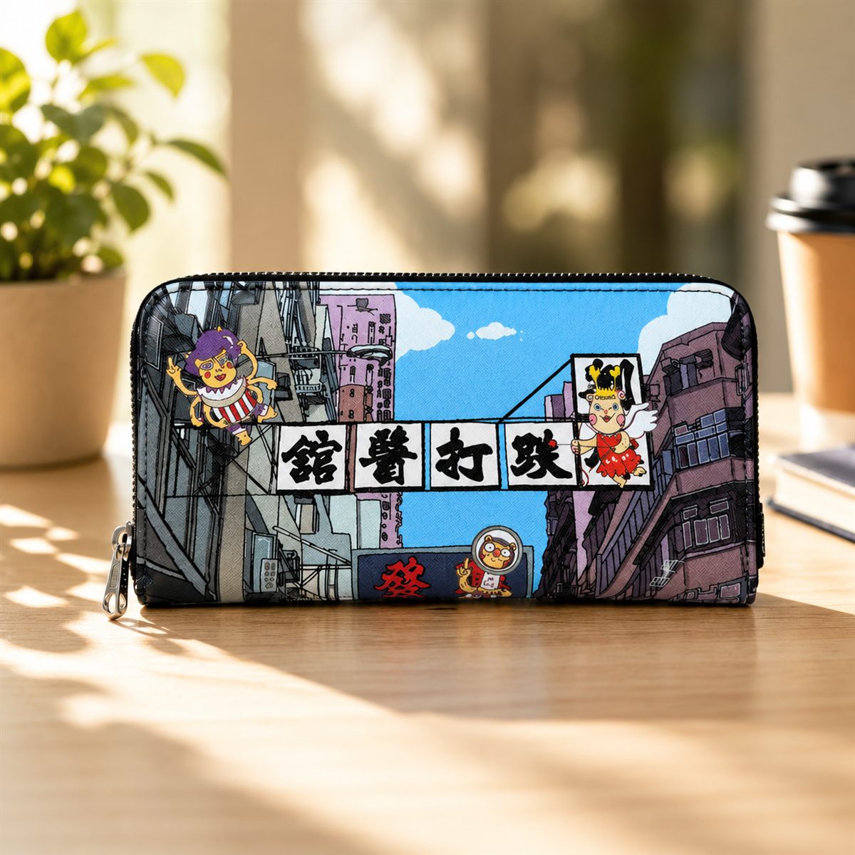 Chimoz HK Long Wallet with Zipper – Cityscape view 4