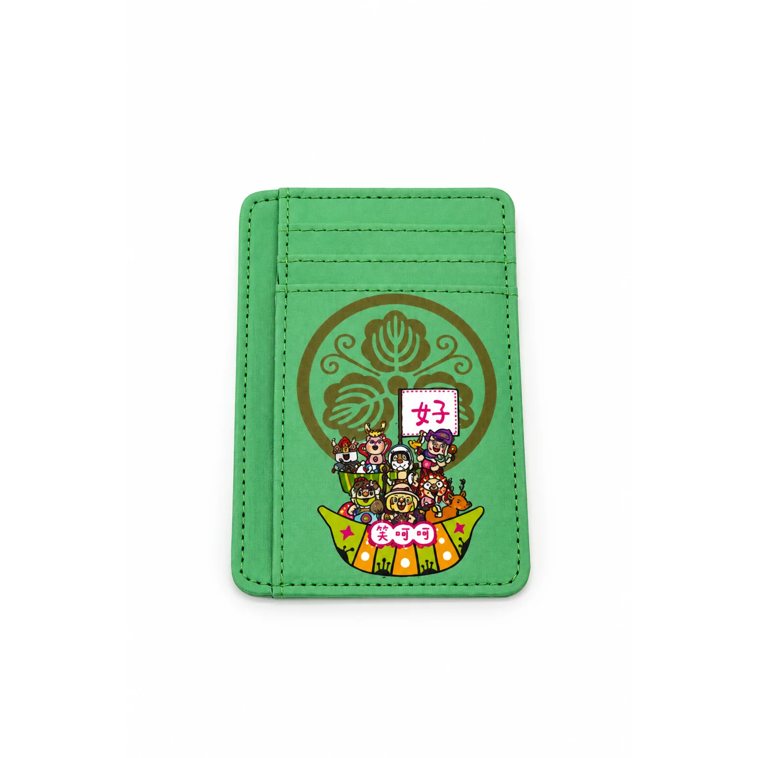 Japan Pattern Gold Crest Card Holder — Mint Green view 2