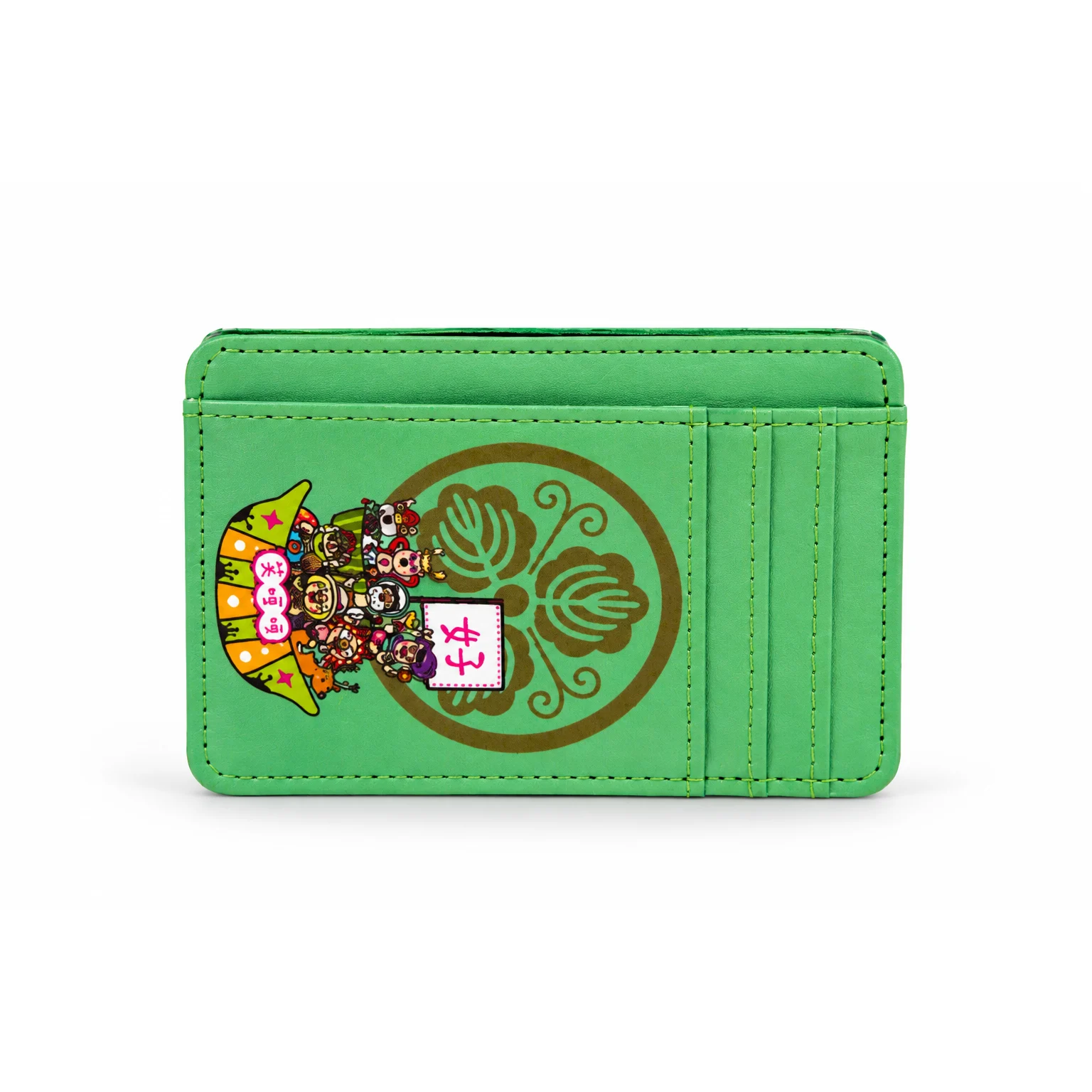 Japan Pattern Gold Crest Card Holder — Mint Green view 3