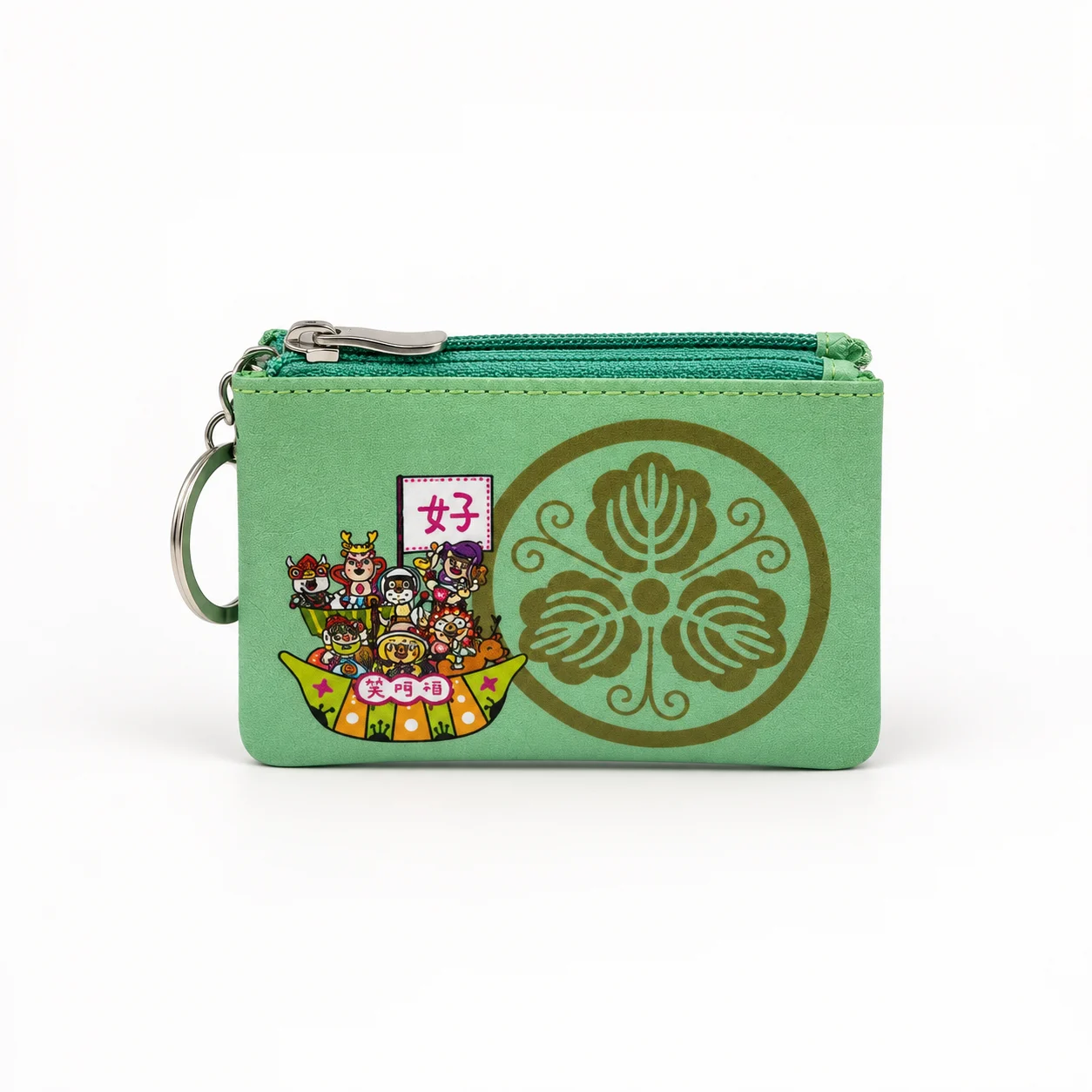Japan Pattern Gold Crest Coin Purse — Mint Green