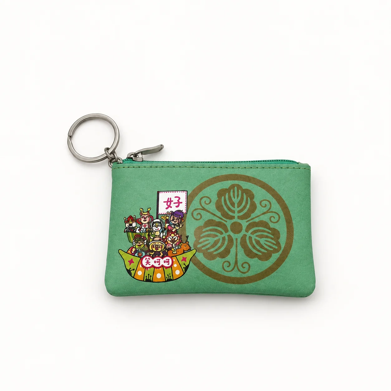 Japan Pattern Gold Crest Coin Purse — Mint Green view 2