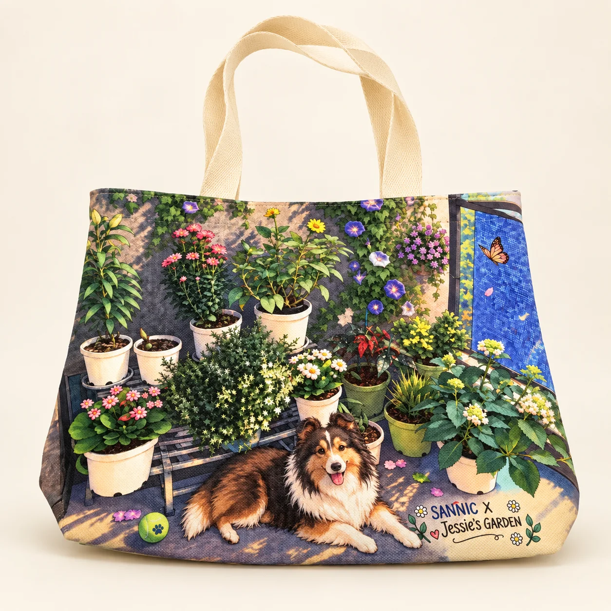 Jessie's Garden Sheltie Shopper Tote view 2
