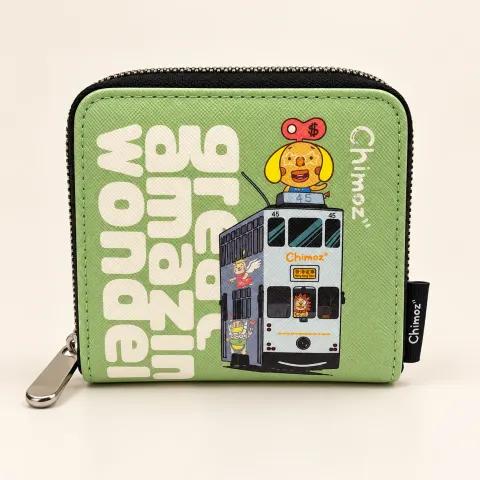 Chimoz Hong Kong Tram Square Zip Wallet — Mint Green