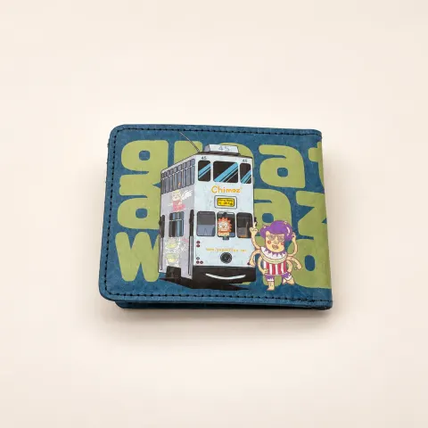 Chimoz Hong Kong Tram & Taxi Bifold Wallet — Blue