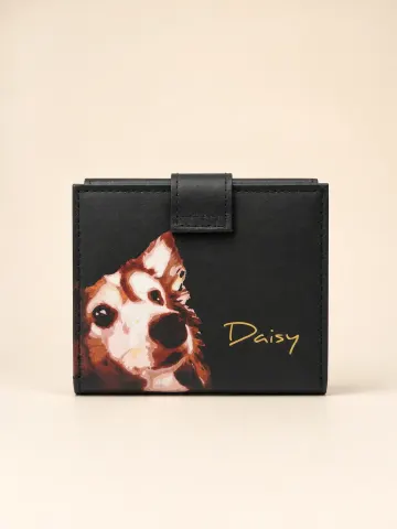 Daisy 圖案短銀包 — 黑色