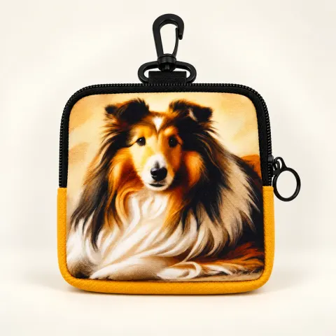 Daisy Sheltie Gold Clip-On Coin Purse