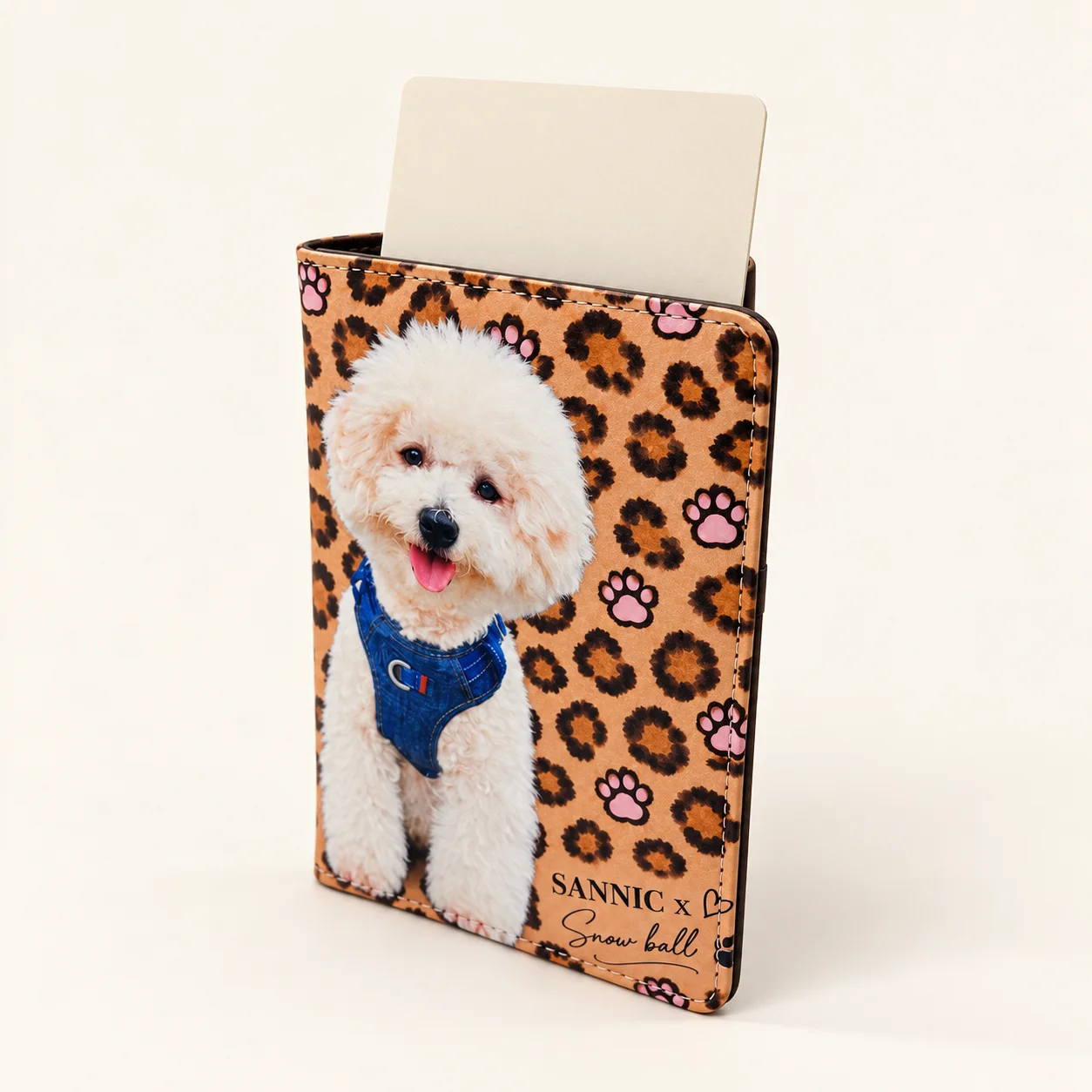 Snowball Dog Leopard Print Passport Holder view 4