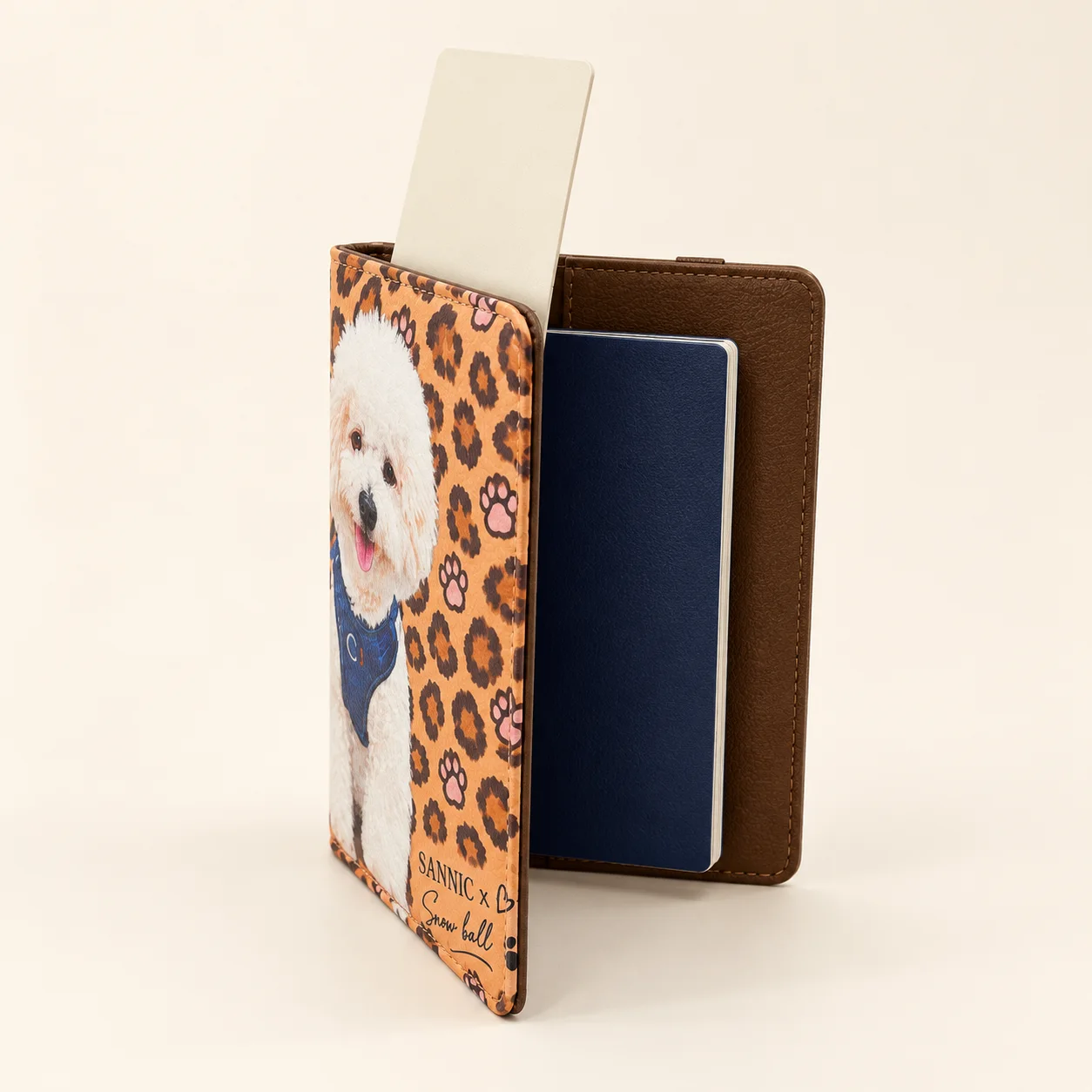 Snowball Dog Leopard Print Passport Holder view 5