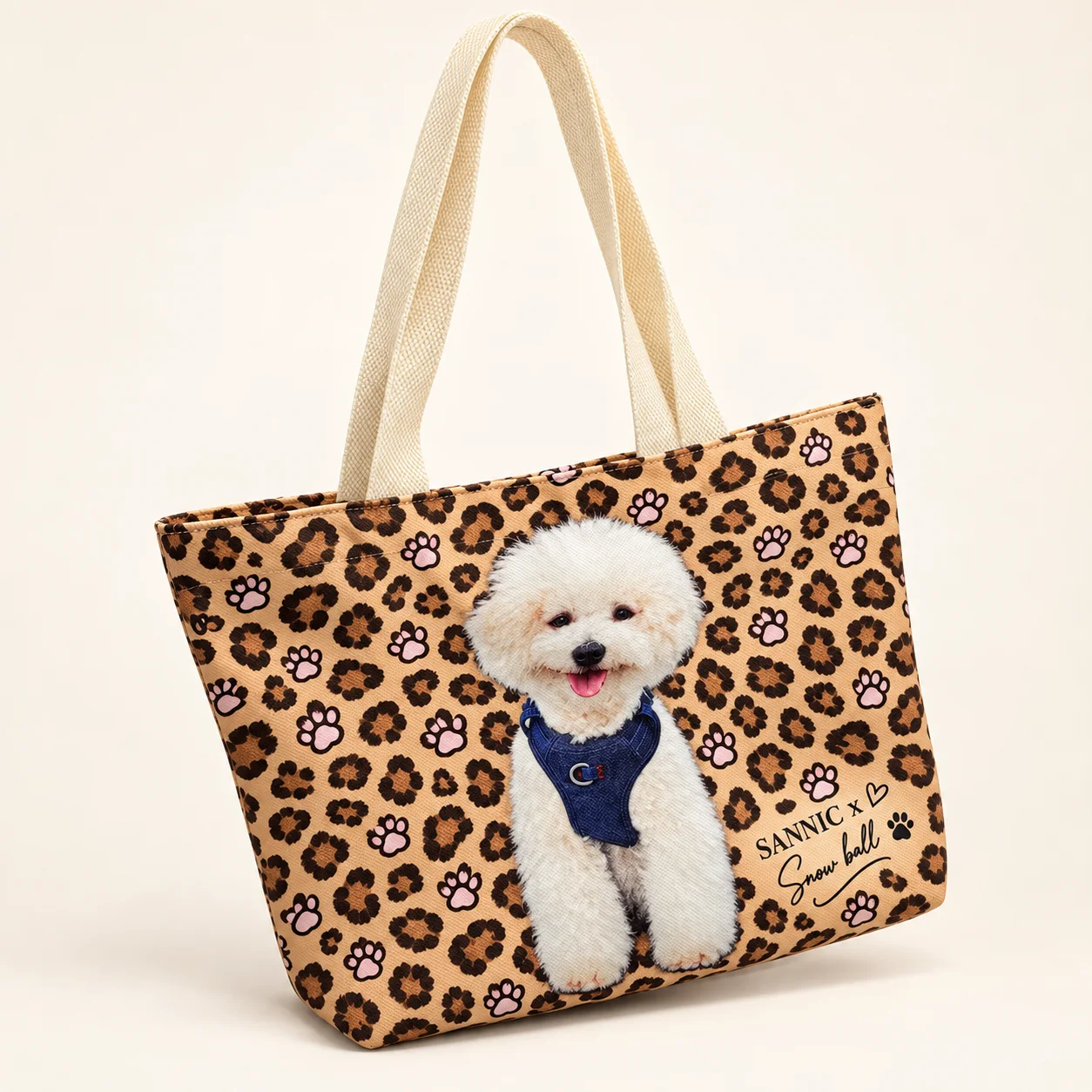 Snowball Dog Leopard Print Shopper Tote view 2