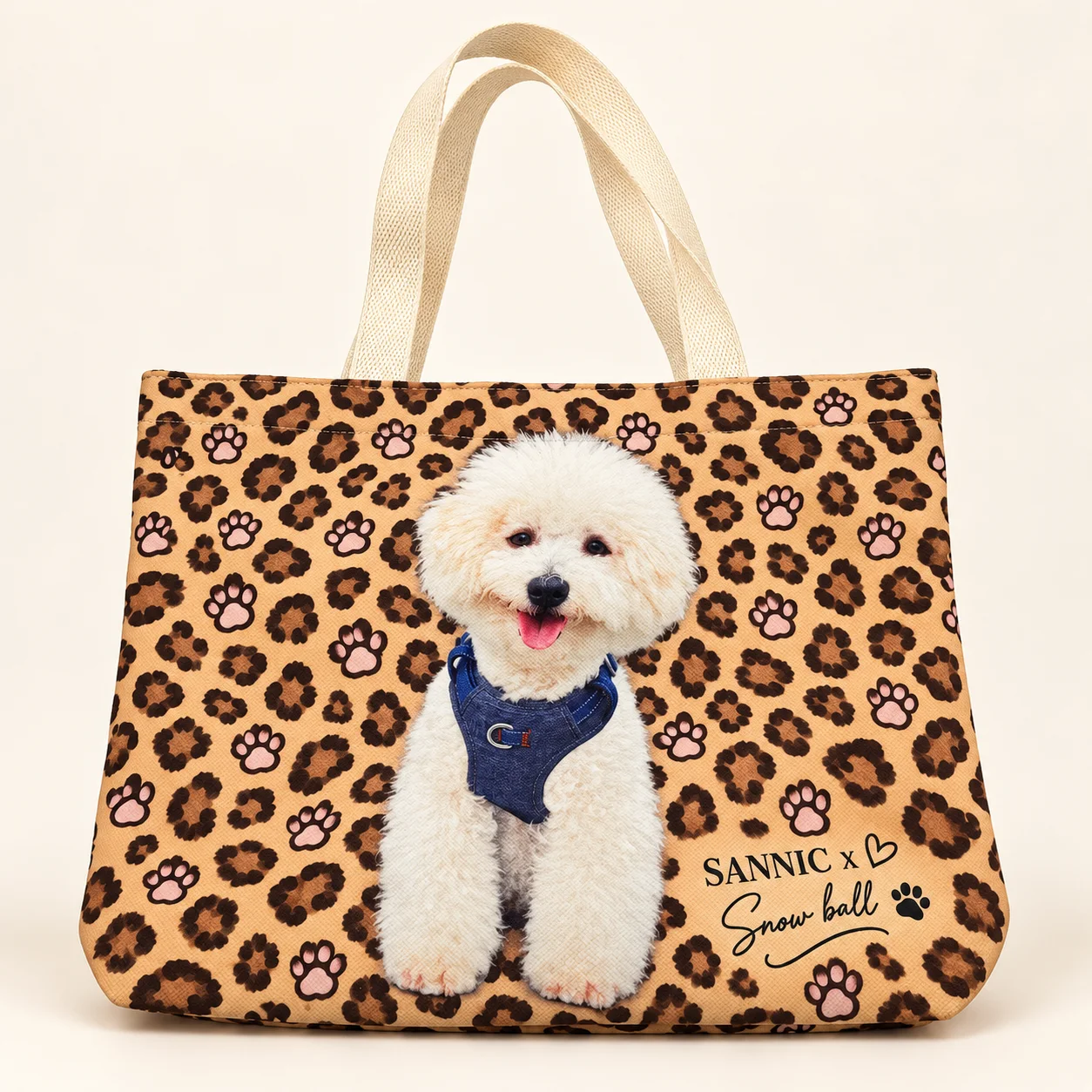 Snowball Dog Leopard Print Shopper Tote view 4