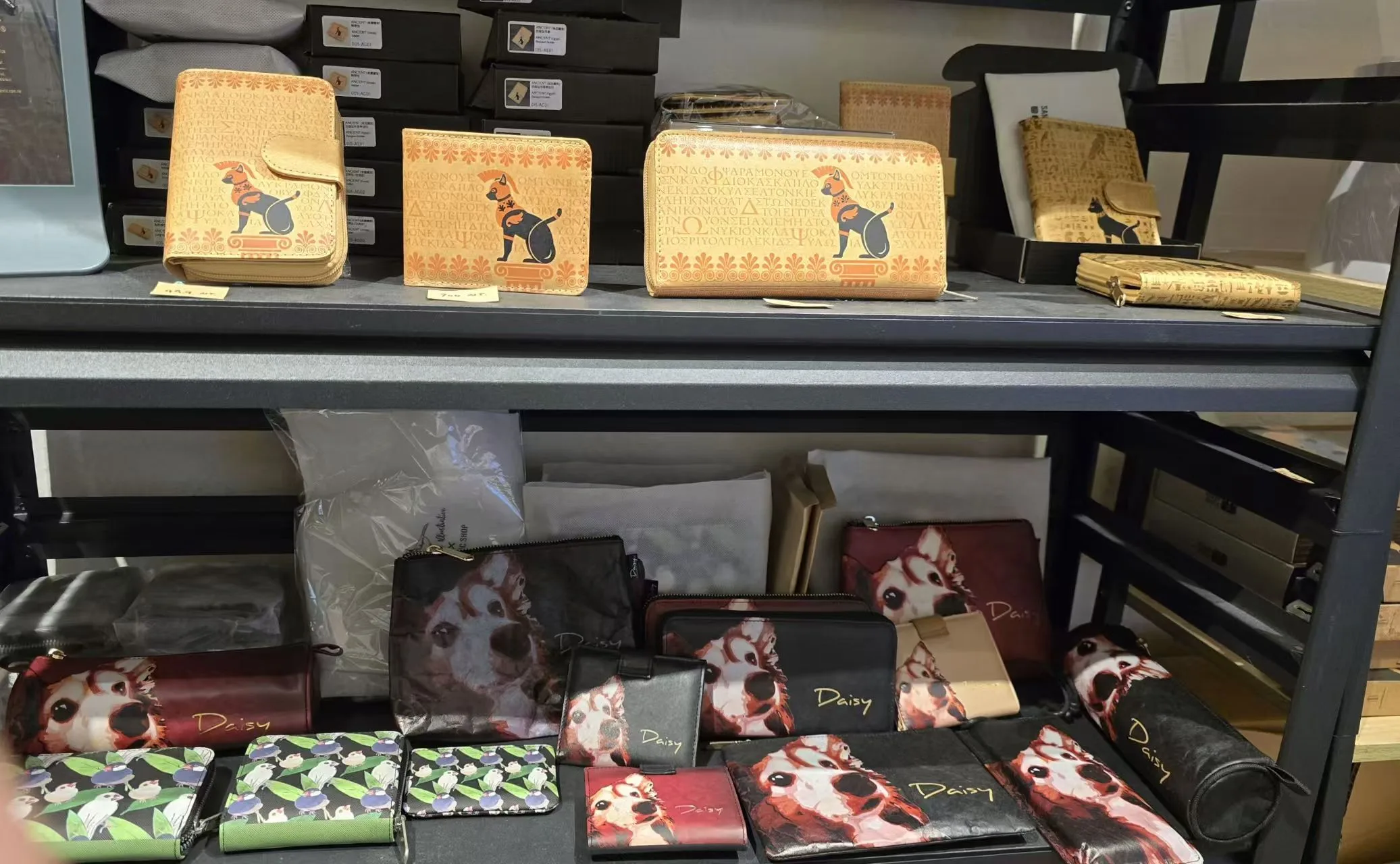 ANCIENT and Daisy wallets displayed at the Taiwan outlet